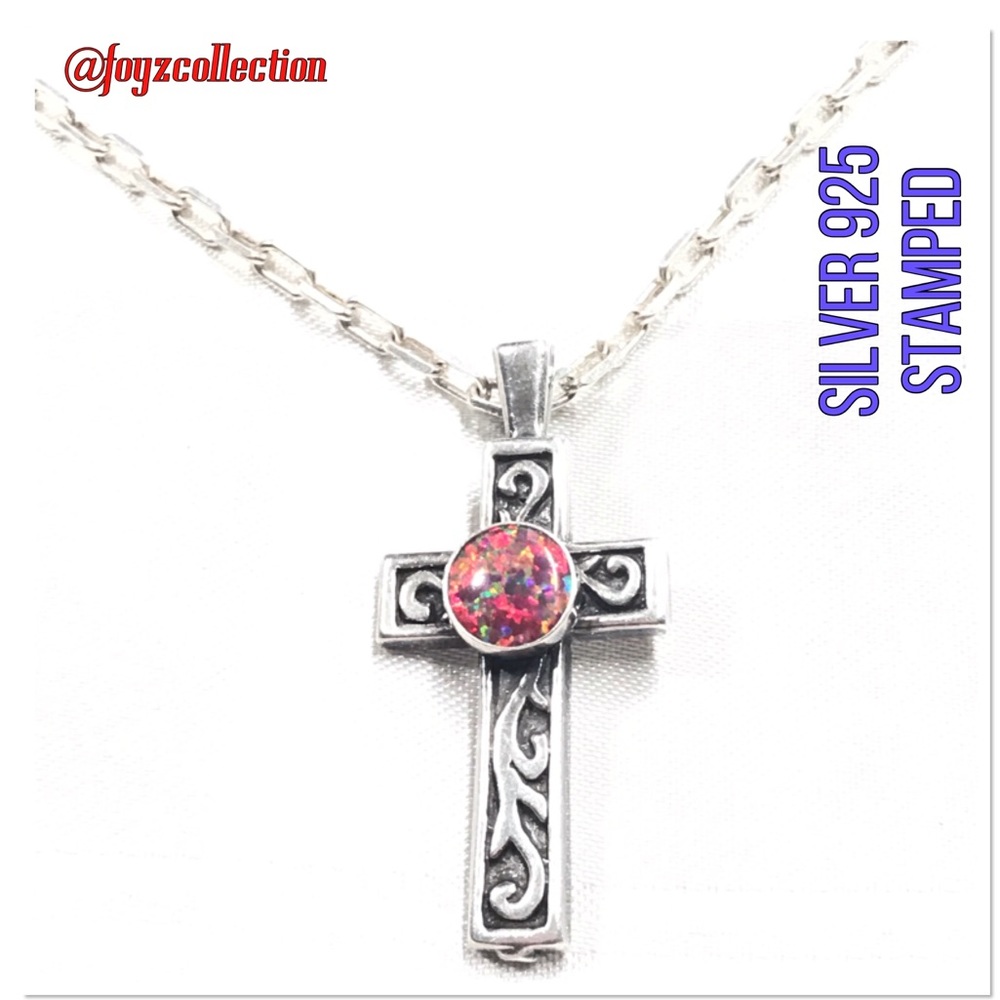 Silver 925 religious red opal s-25